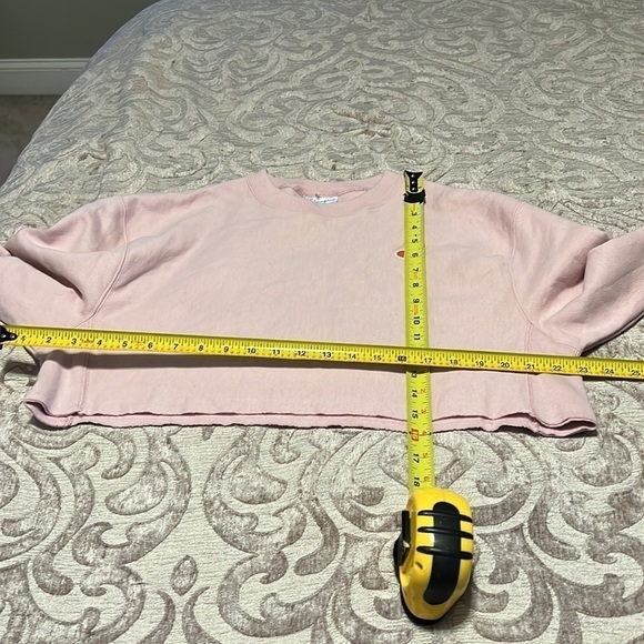 Champion Reverse Weave Cropped Cut-Off Crew Oversized Pink Size XS - Picture 7 of 9